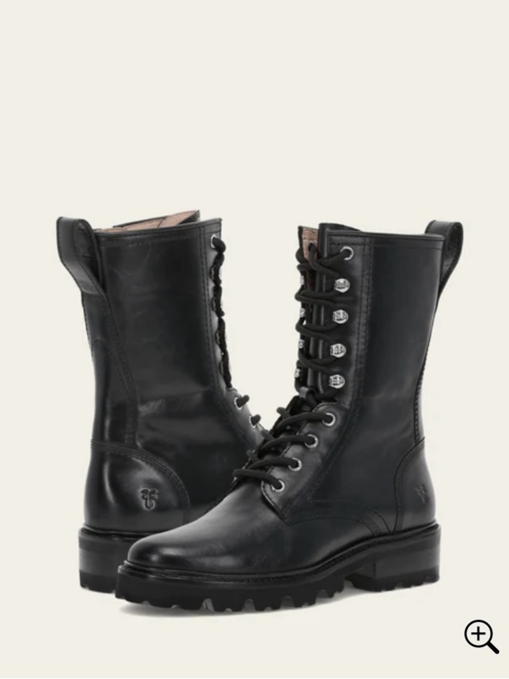 FRYE AND CO. Black Leather Lace-Up “Olivia”Combat Boots for Women